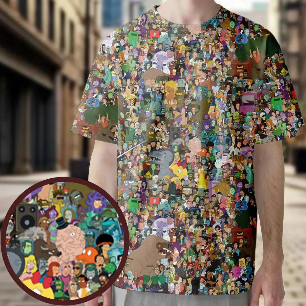 Futurama Characters All-Over Print Unisex T-Shirt - 4
