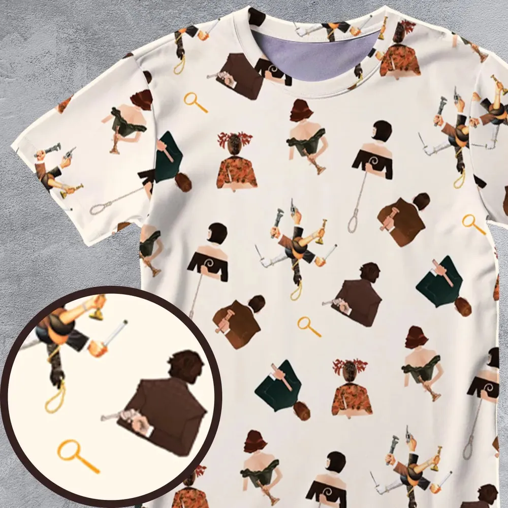 Clue The Movie Characters Pattern All-Over Print Unisex T-Shirt - 4