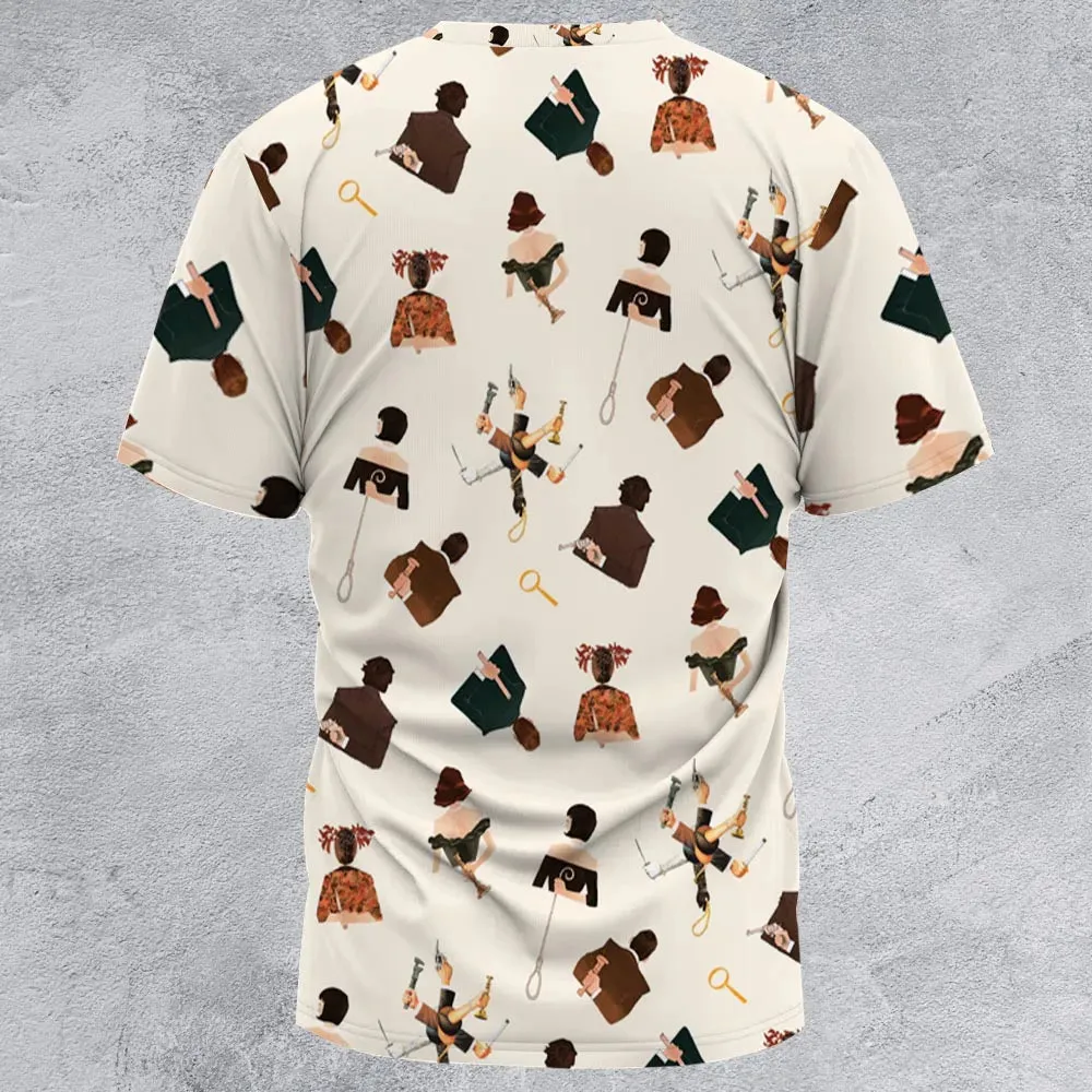 Clue The Movie Characters Pattern All-Over Print Unisex T-Shirt - 3