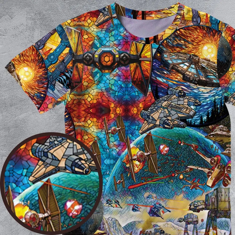 Spaceships Death Star Suncatcher Glass All-Over Print Unisex T-Shirt - 4