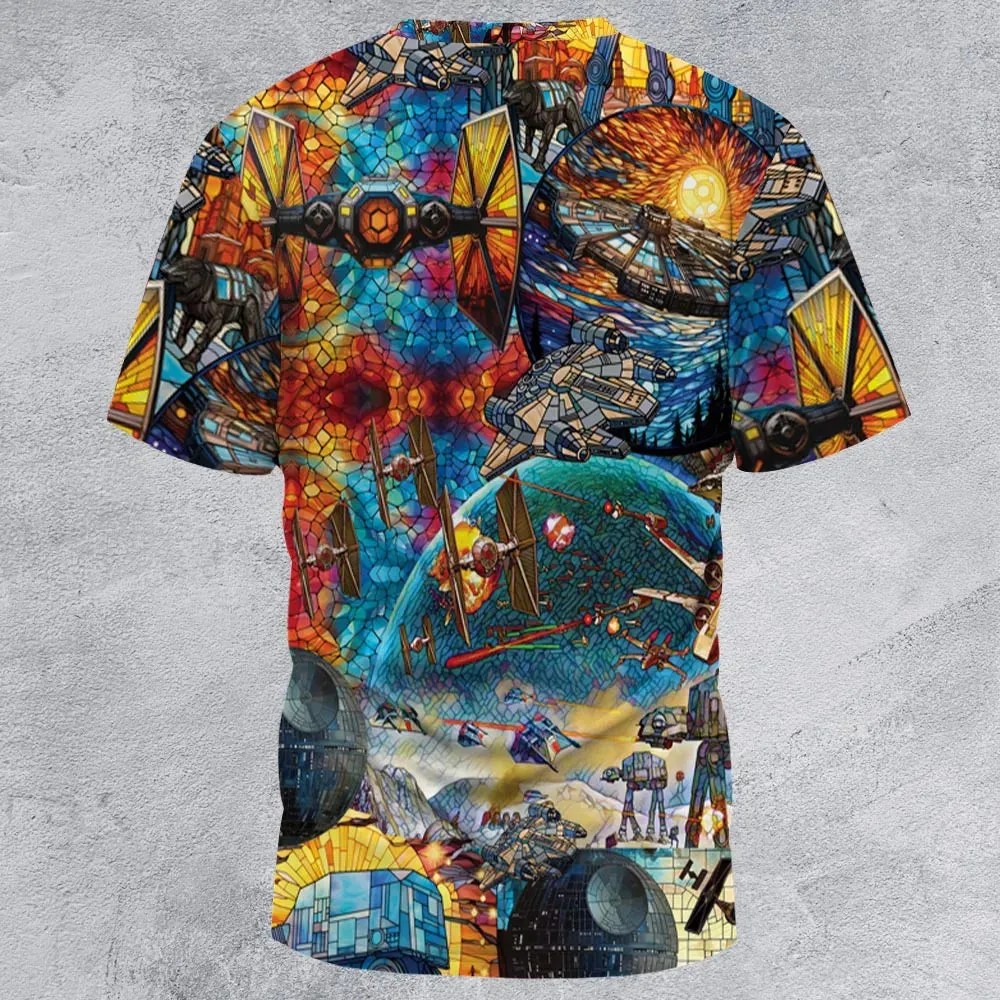 Spaceships Death Star Suncatcher Glass All-Over Print Unisex T-Shirt - 3