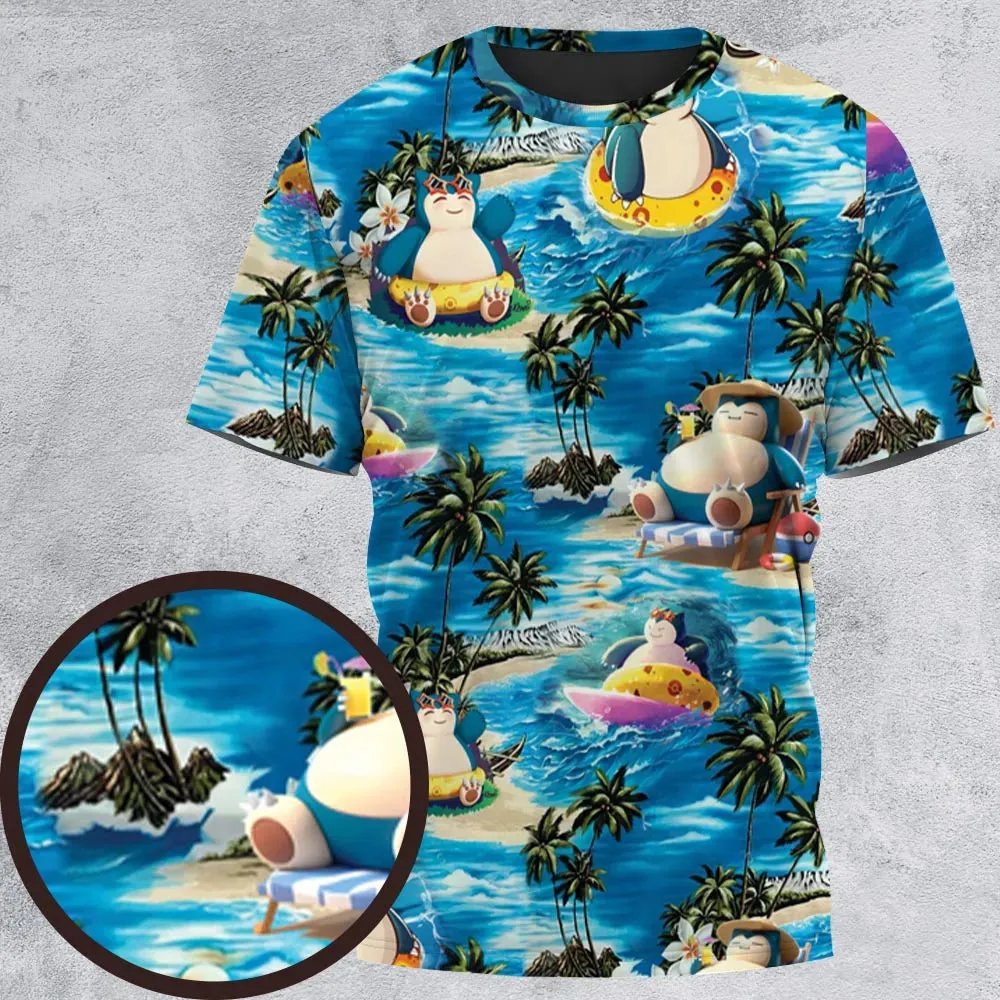 Snorlax Surfing Summer Vibes All-Over Print Unisex T-Shirt - 2