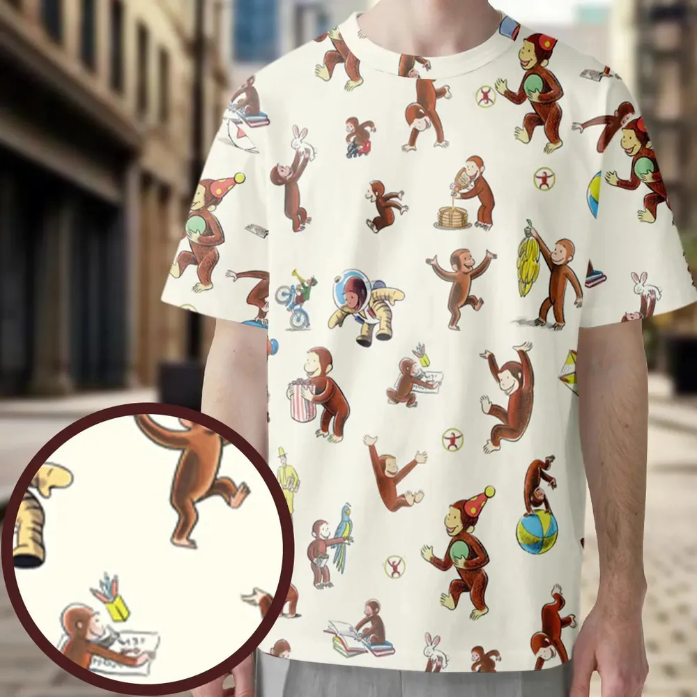 Riotsociety Curious George All-Over Print Unisex T-Shirt - 3