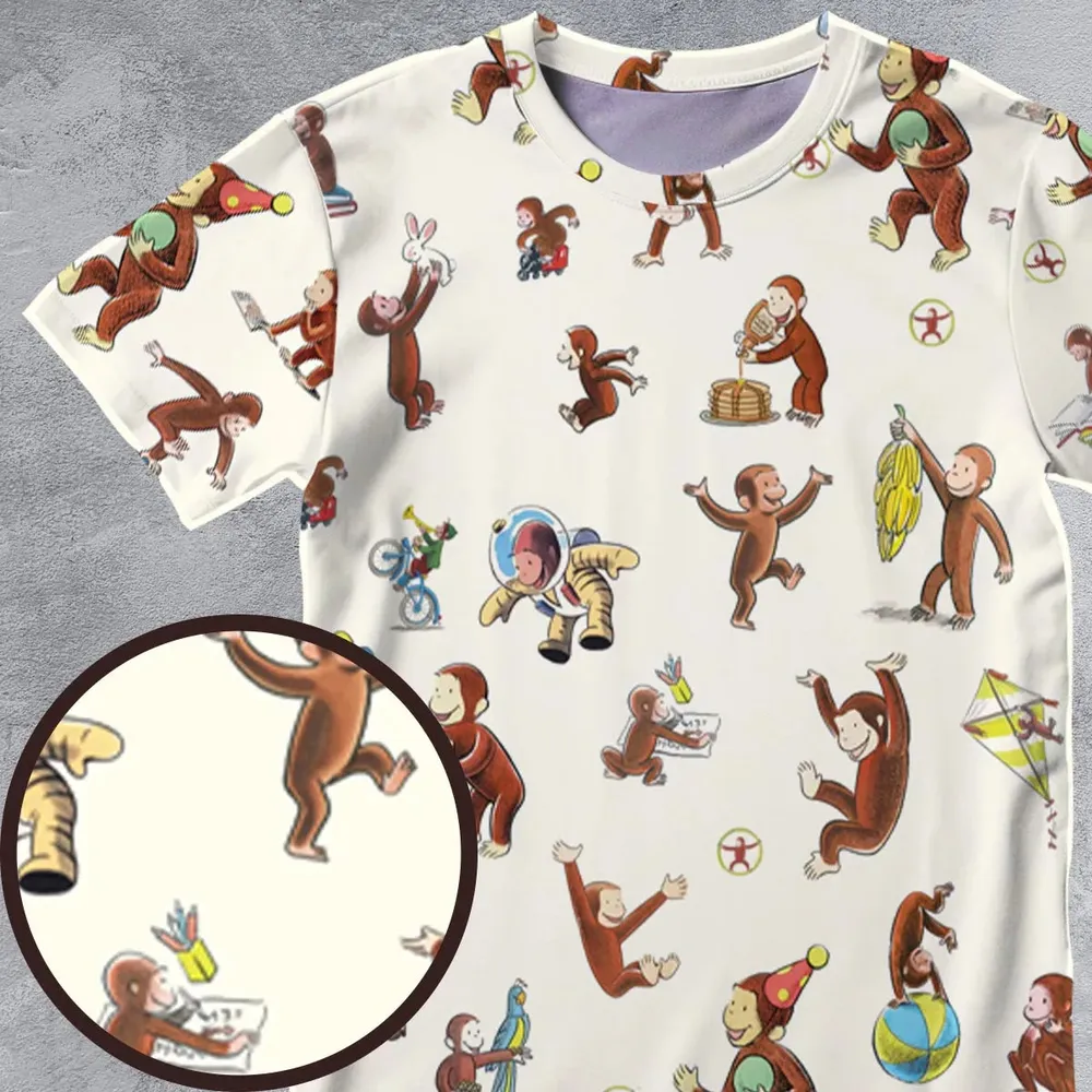 Riotsociety Curious George All-Over Print Unisex T-Shirt - 4