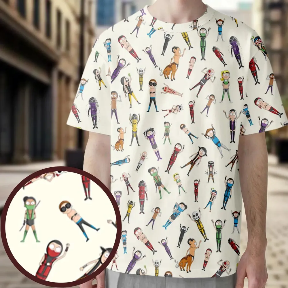 Morty Kombat Morty and Mortal Kombat Mashup All-Over Print Unisex T-Shirt - 4
