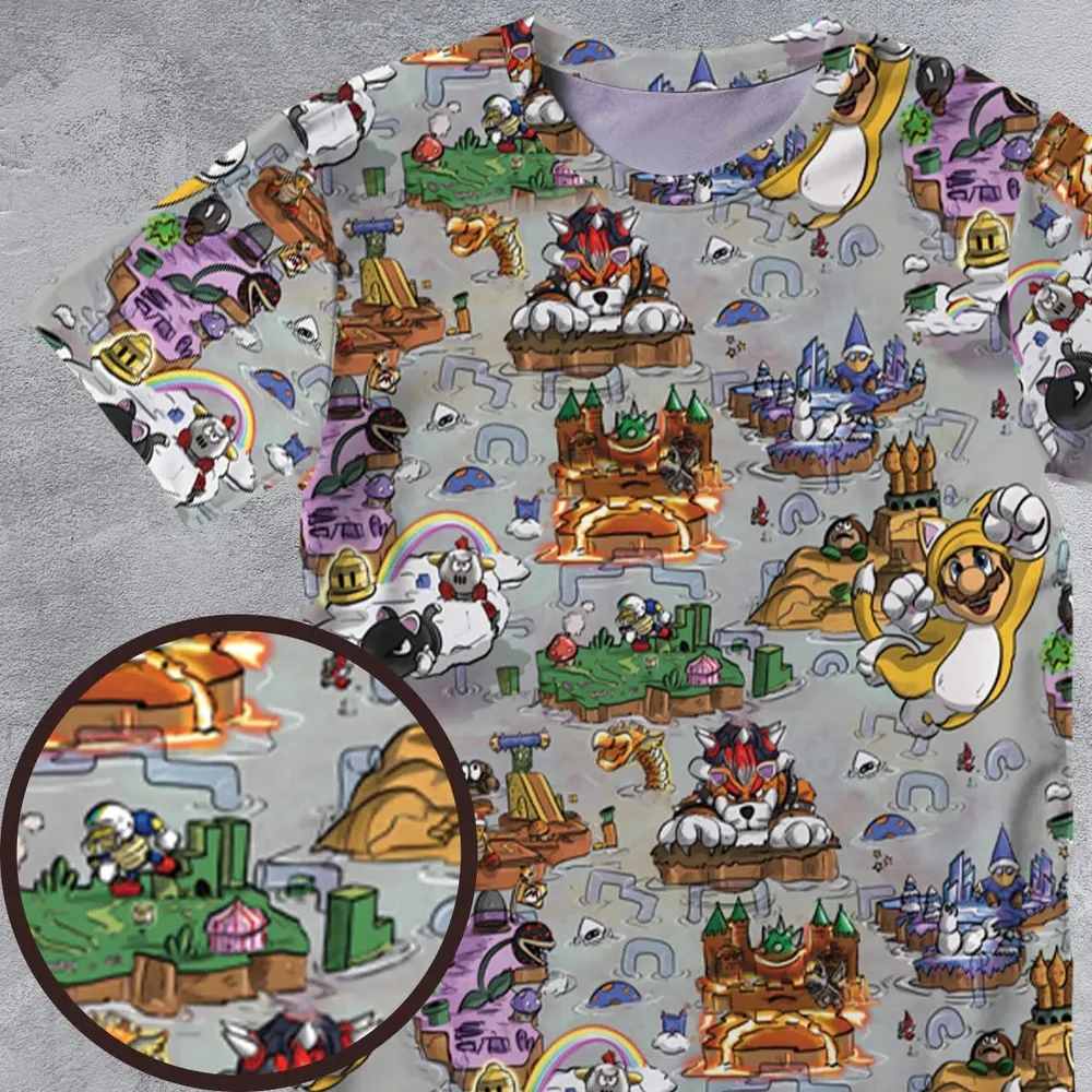Mushroom World Super Mario Worlds All-Over Print Unisex T-Shirt - 4