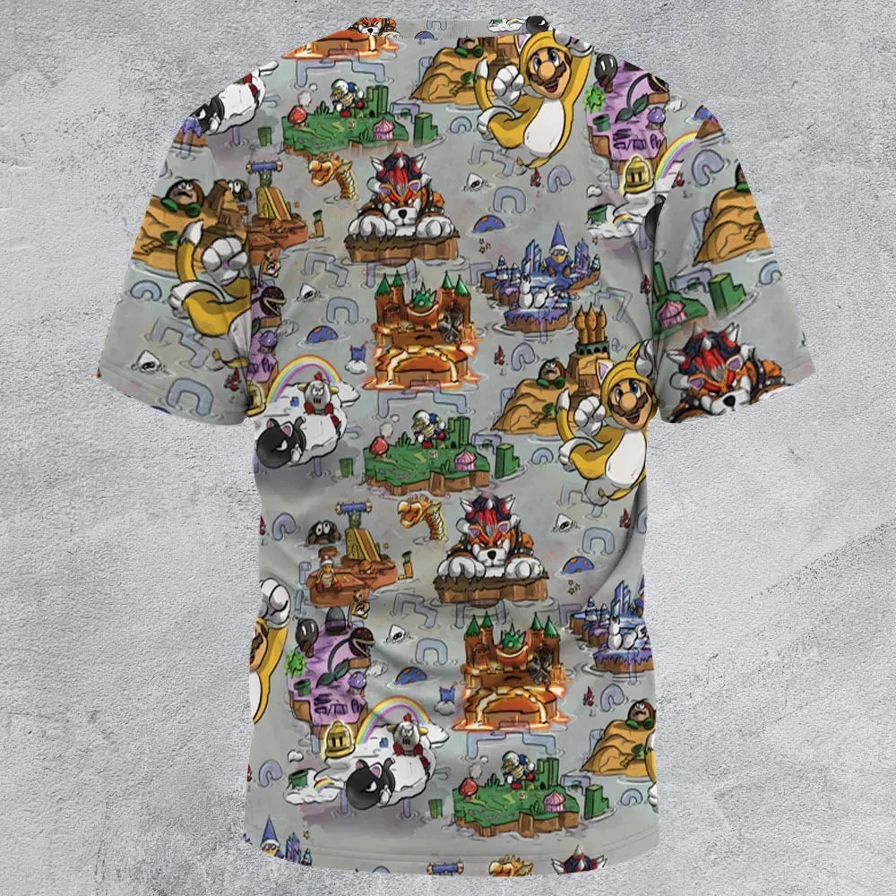 Mushroom World Super Mario Worlds All-Over Print Unisex T-Shirt - 3