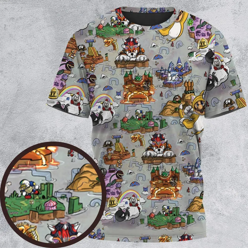 Mushroom World Super Mario Worlds All-Over Print Unisex T-Shirt - 2