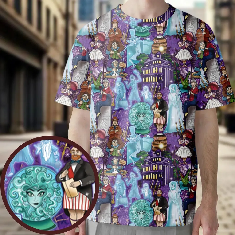 Foolish Mortal Supply Haunted Mansion All-Over Print Unisex T-Shirt - 3