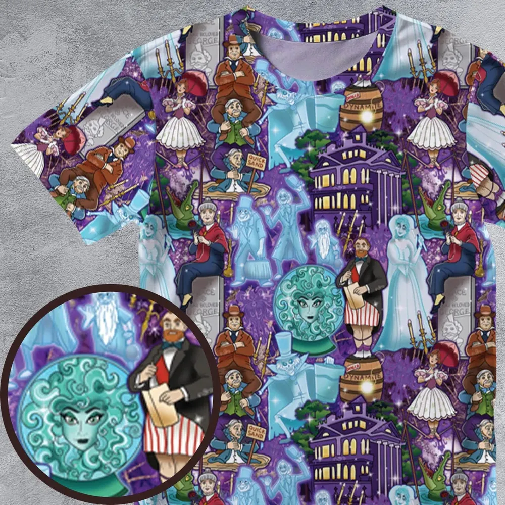 Foolish Mortal Supply Haunted Mansion All-Over Print Unisex T-Shirt - 4