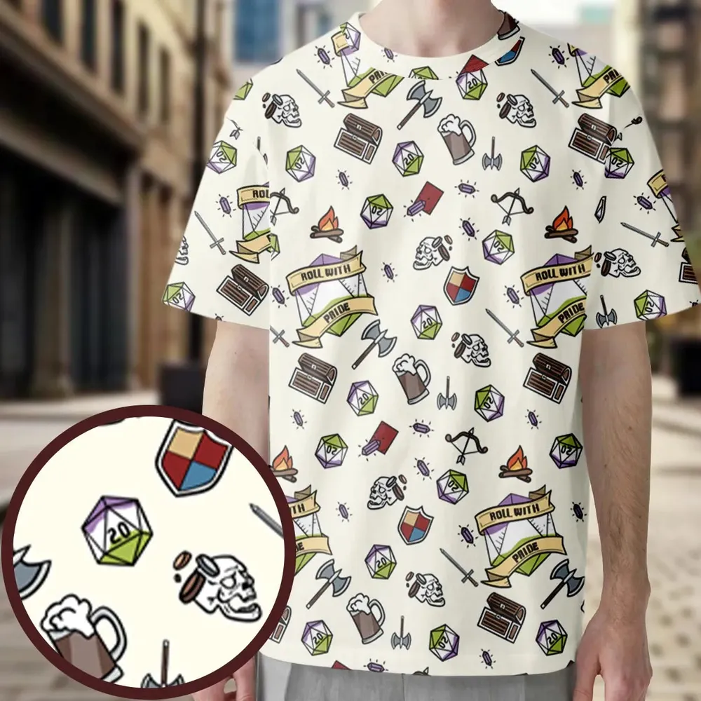 Roll With Pride DnD All-Over Print Unisex T-Shirt - 3