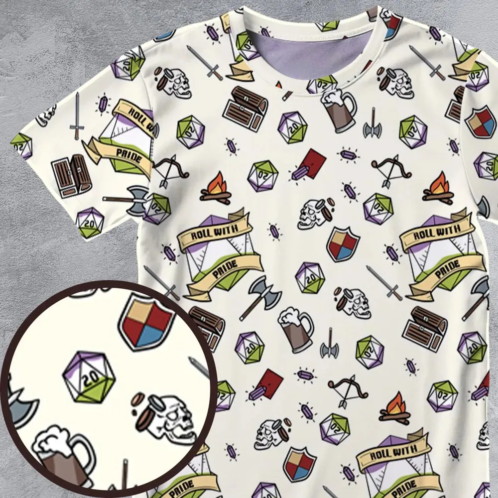 Roll With Pride DnD All-Over Print Unisex T-Shirt - 4