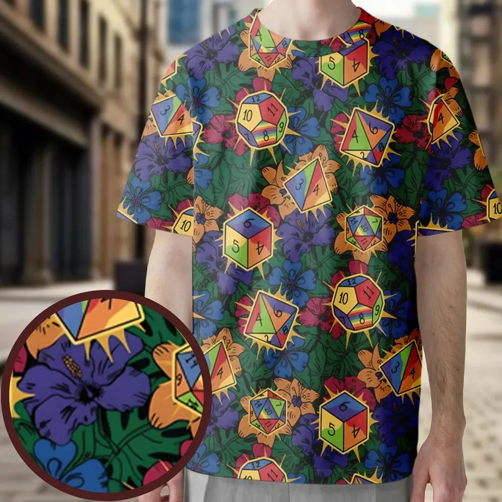 Tropical Dice DnD All-Over Print Unisex T-Shirt - 4
