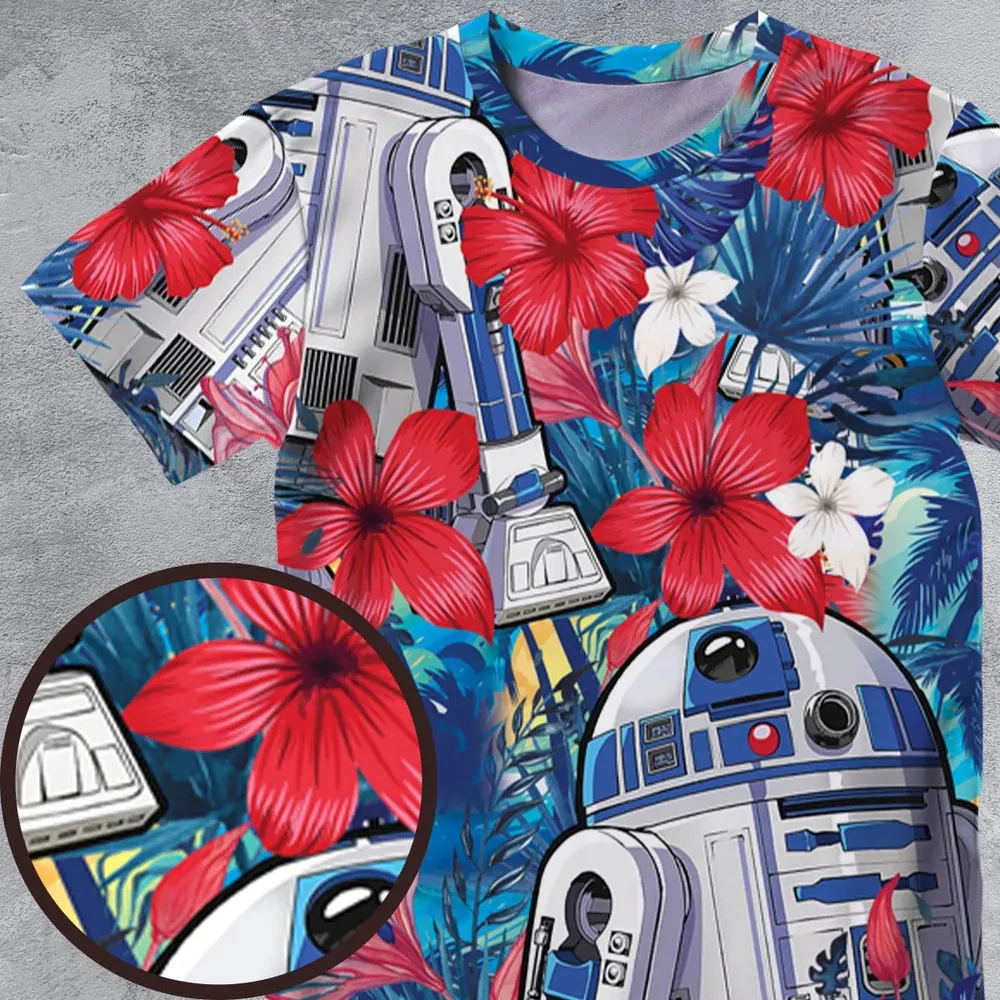 Summer Vacation R2 D2 Tropical All-Over Print Unisex T-Shirt - 4