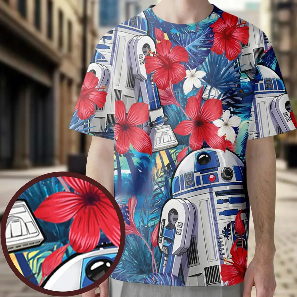 Summer Vacation R2 D2 Tropical All-Over Print Unisex T-Shirt - 3