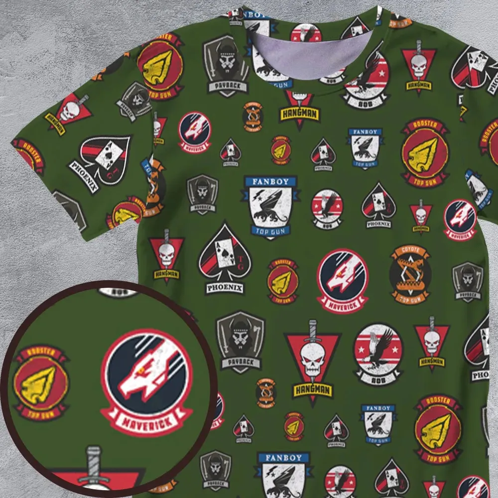 Top Gun Badge All-Over Print Unisex T-Shirt - 4