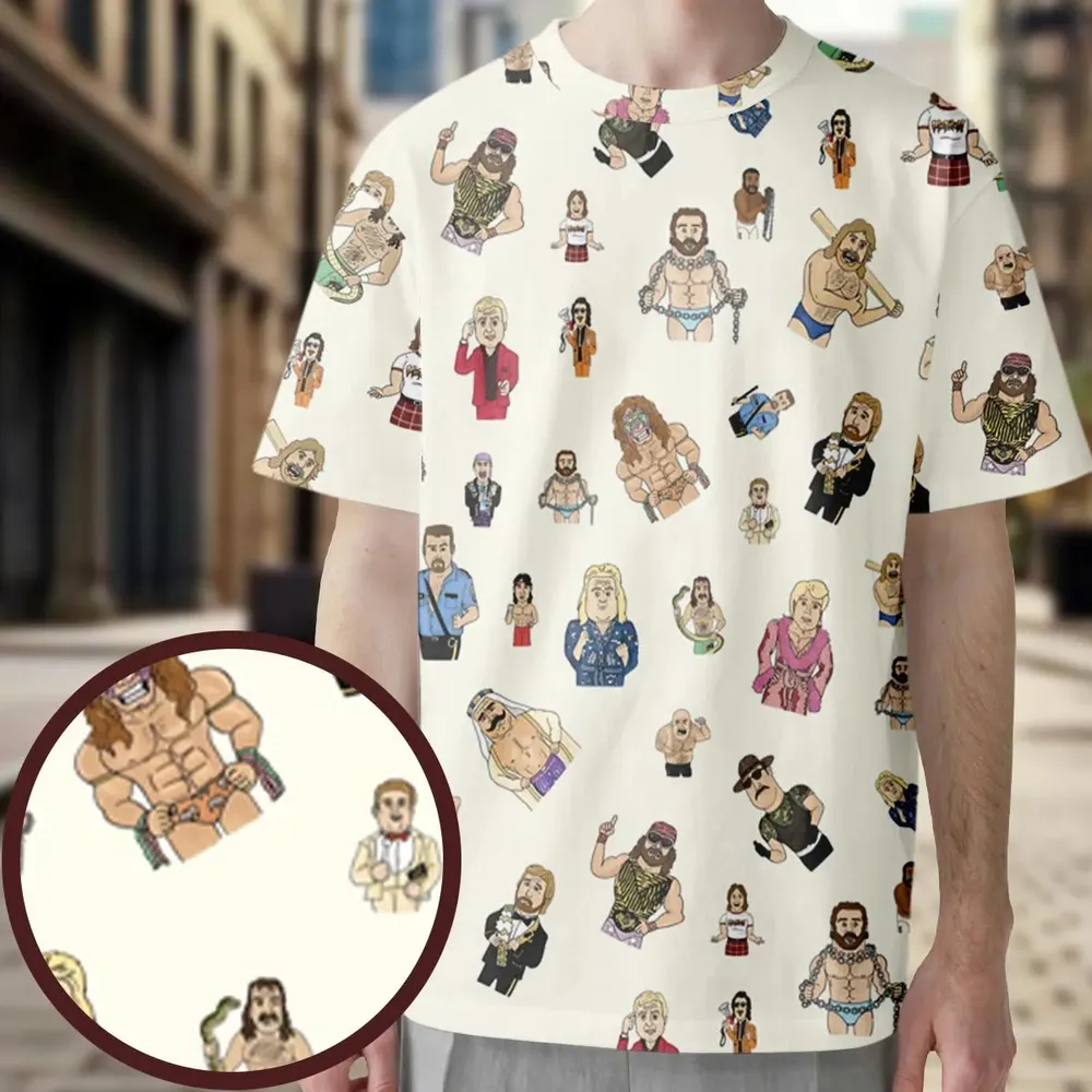 Old School Pro Wrestling All-Over Print Unisex T-Shirt - 3