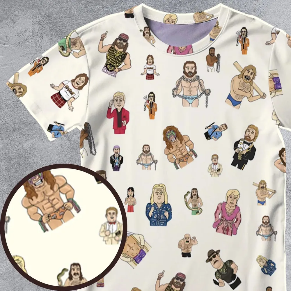 Old School Pro Wrestling All-Over Print Unisex T-Shirt - 4