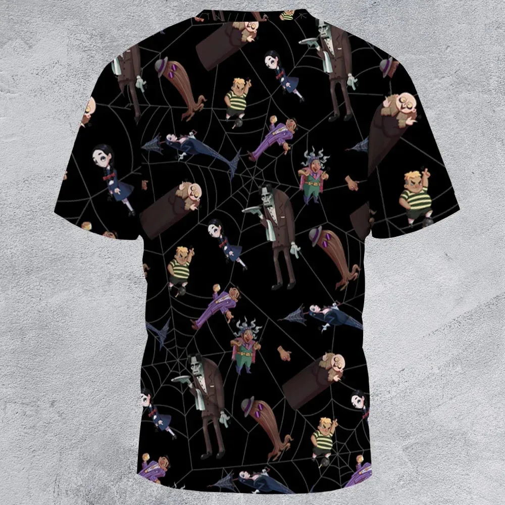 Groovie Addams Family  Cartoon Characters All-Over Print Unisex T-Shirt - 3