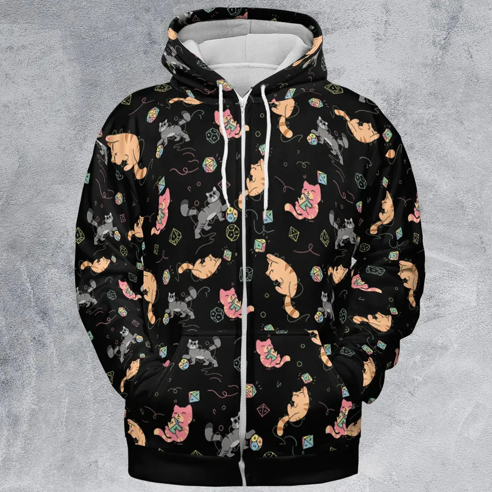 Cat With Dice All-over Print Hoodie - 4