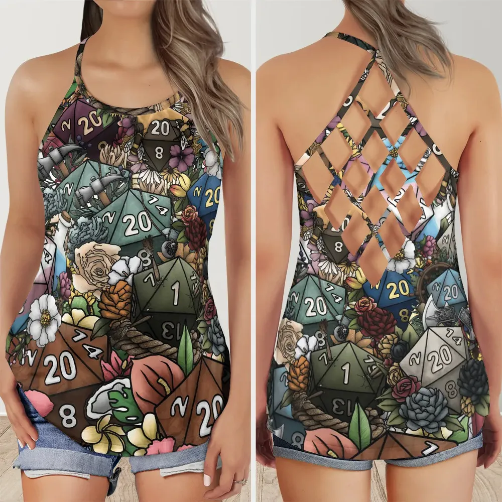Flower Dice Criss Cross Tank Top - 1