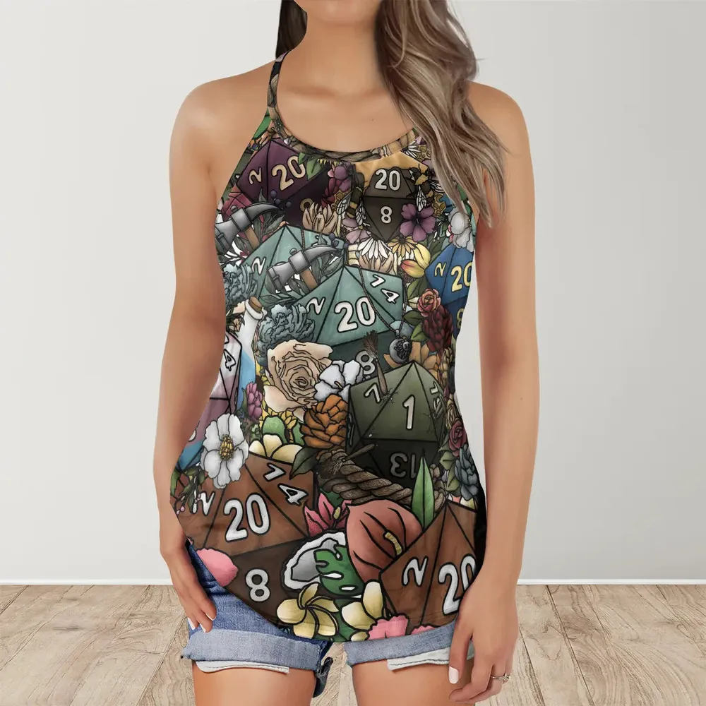Flower Dice Criss Cross Tank Top - 3