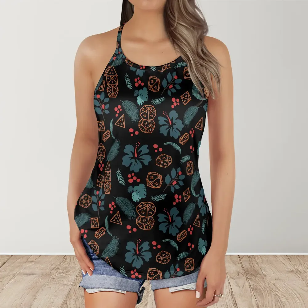 Floral Dice Criss Cross Tank Top - 2