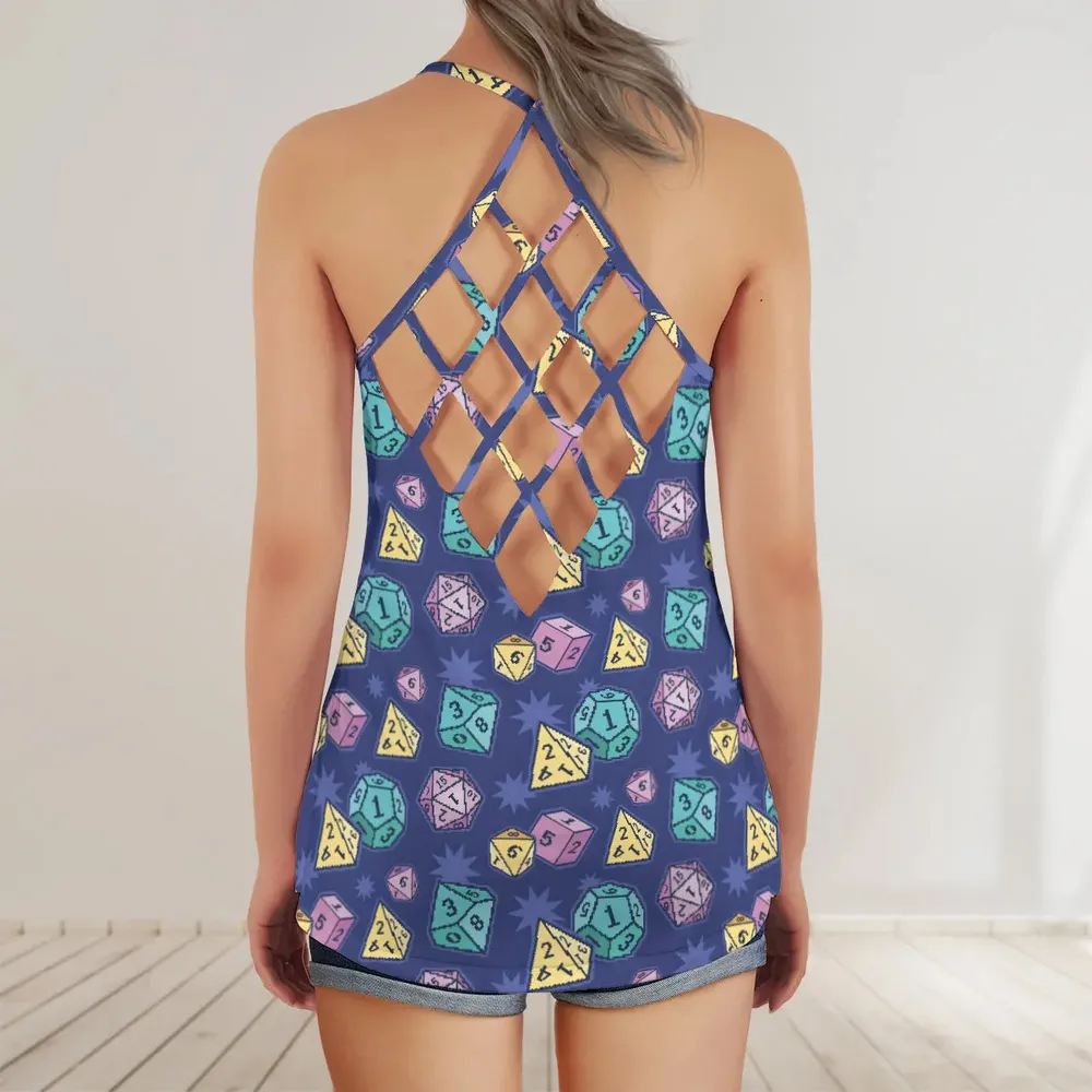 Pixel Dice Criss Cross Tank Top - 3