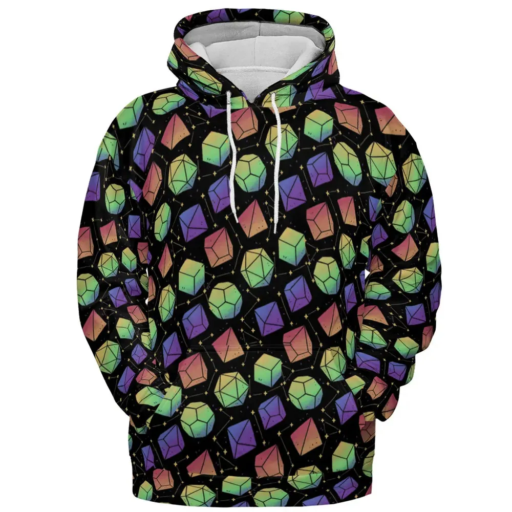 Rainbow Galaxy Dice All-over Print Hoodie - 2