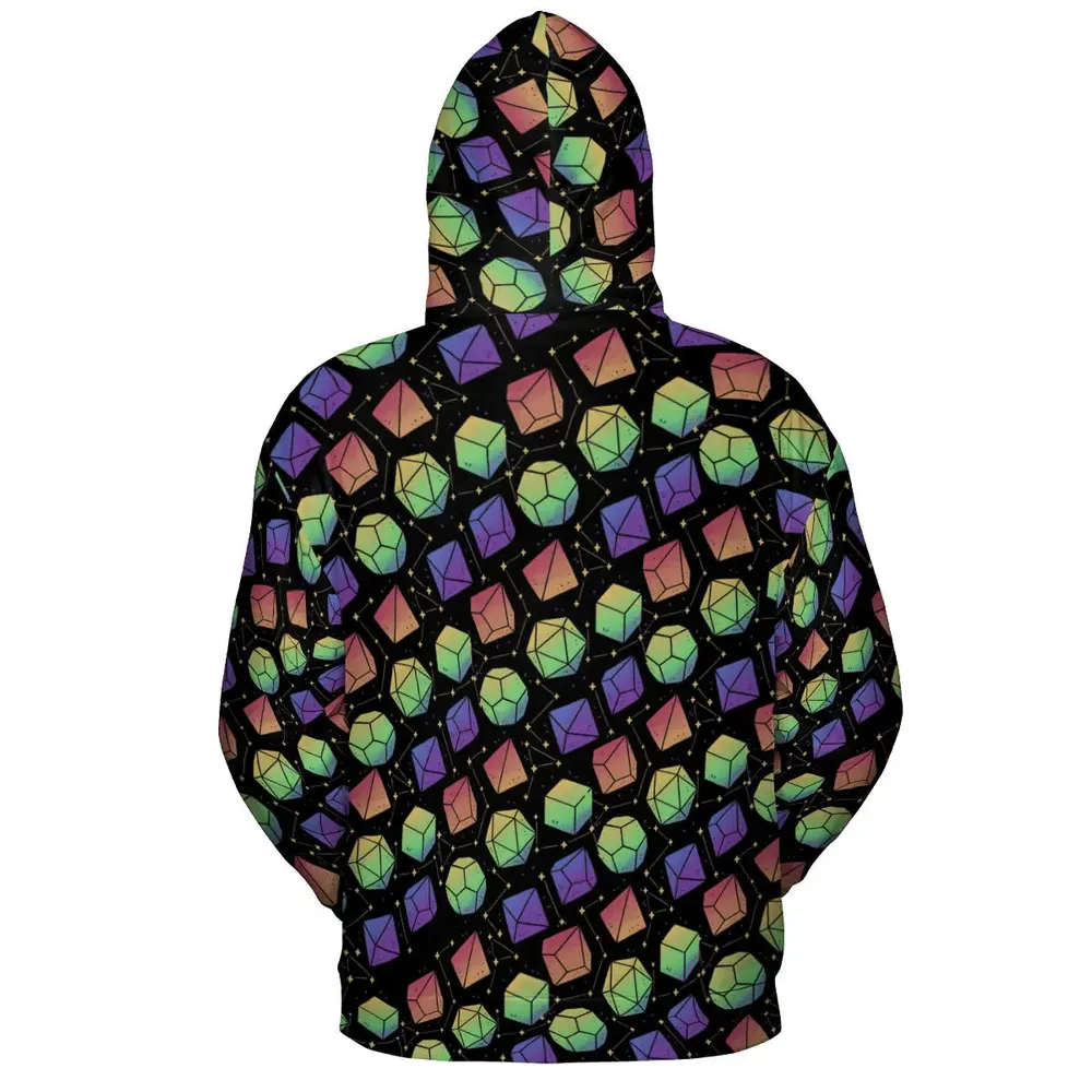 Rainbow Galaxy Dice All-over Print Hoodie - 3