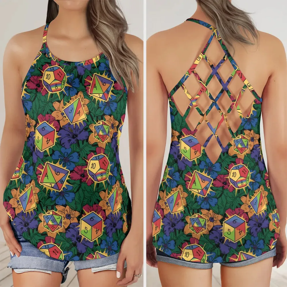 Rainbow Dice Criss Cross Tank Top - 1