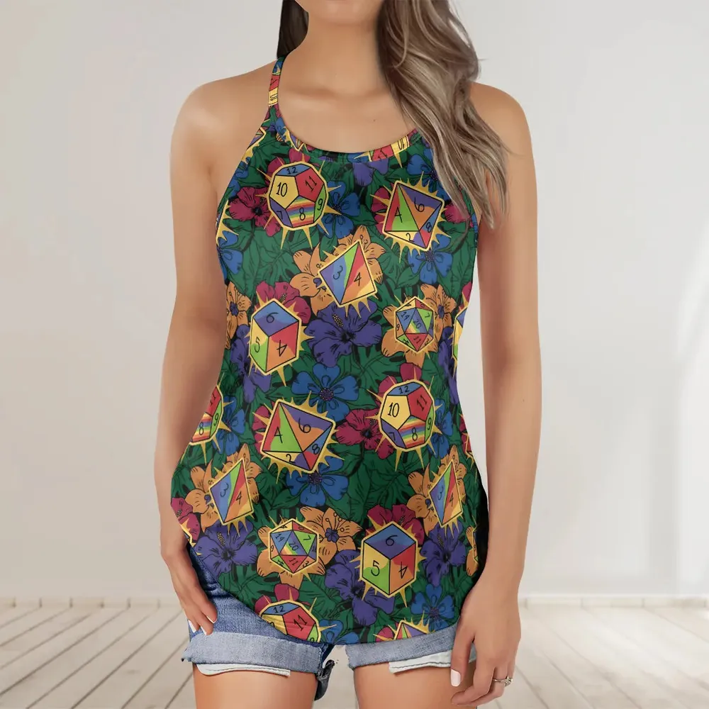 Rainbow Dice Criss Cross Tank Top - 3