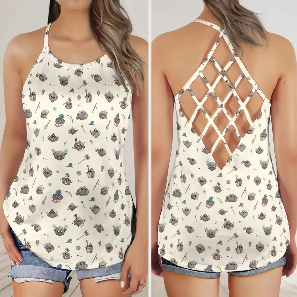 Classic Kawaii Dice Criss Cross Tank Top - 1