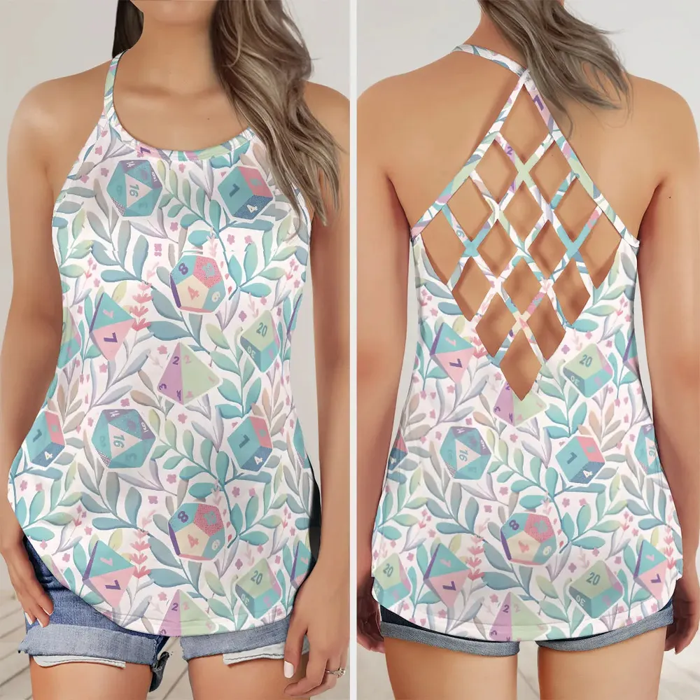 Soft Flower Dice Criss Cross Tank Top - 1
