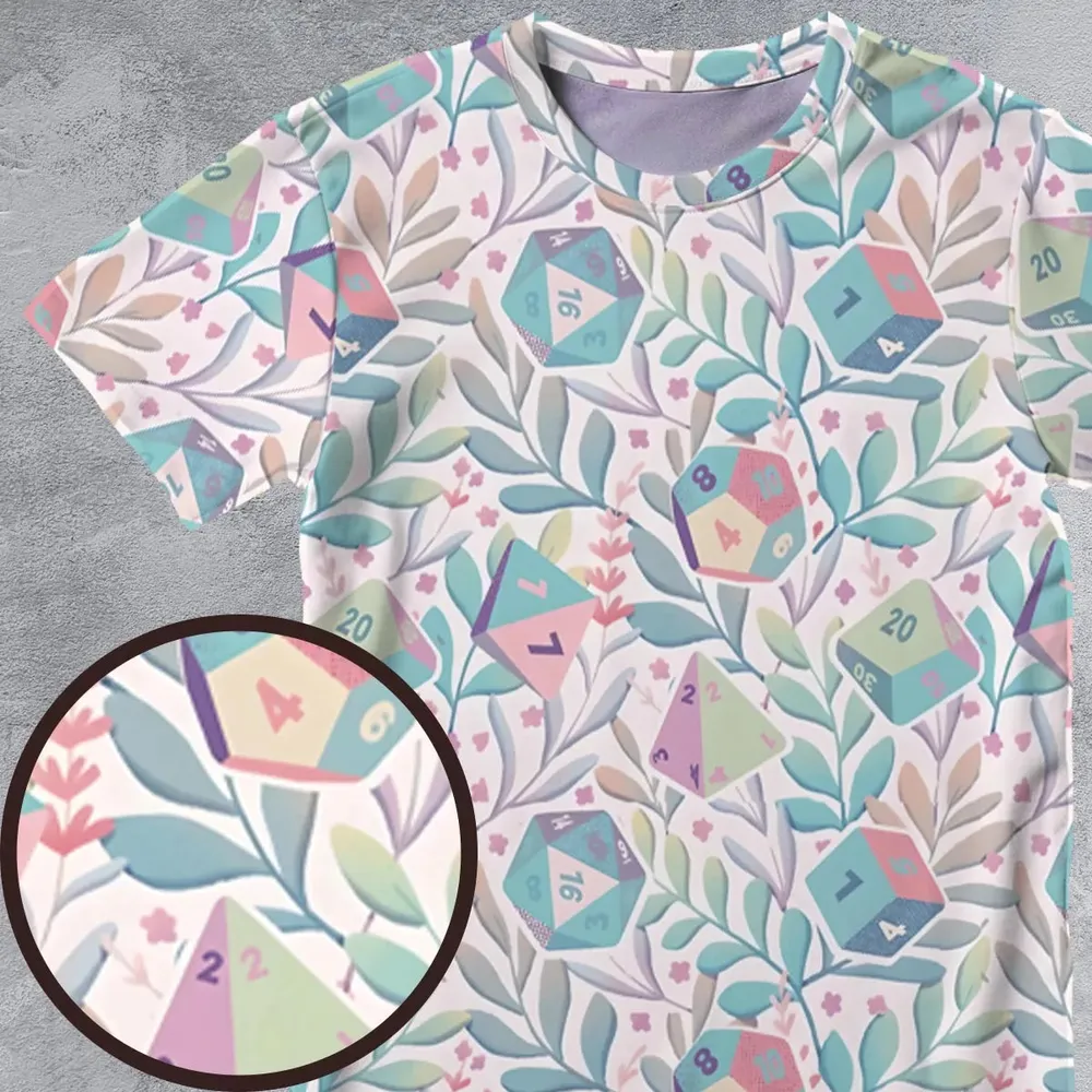 Soft Flower Dice All-Over Print Unisex T-Shirt - 2