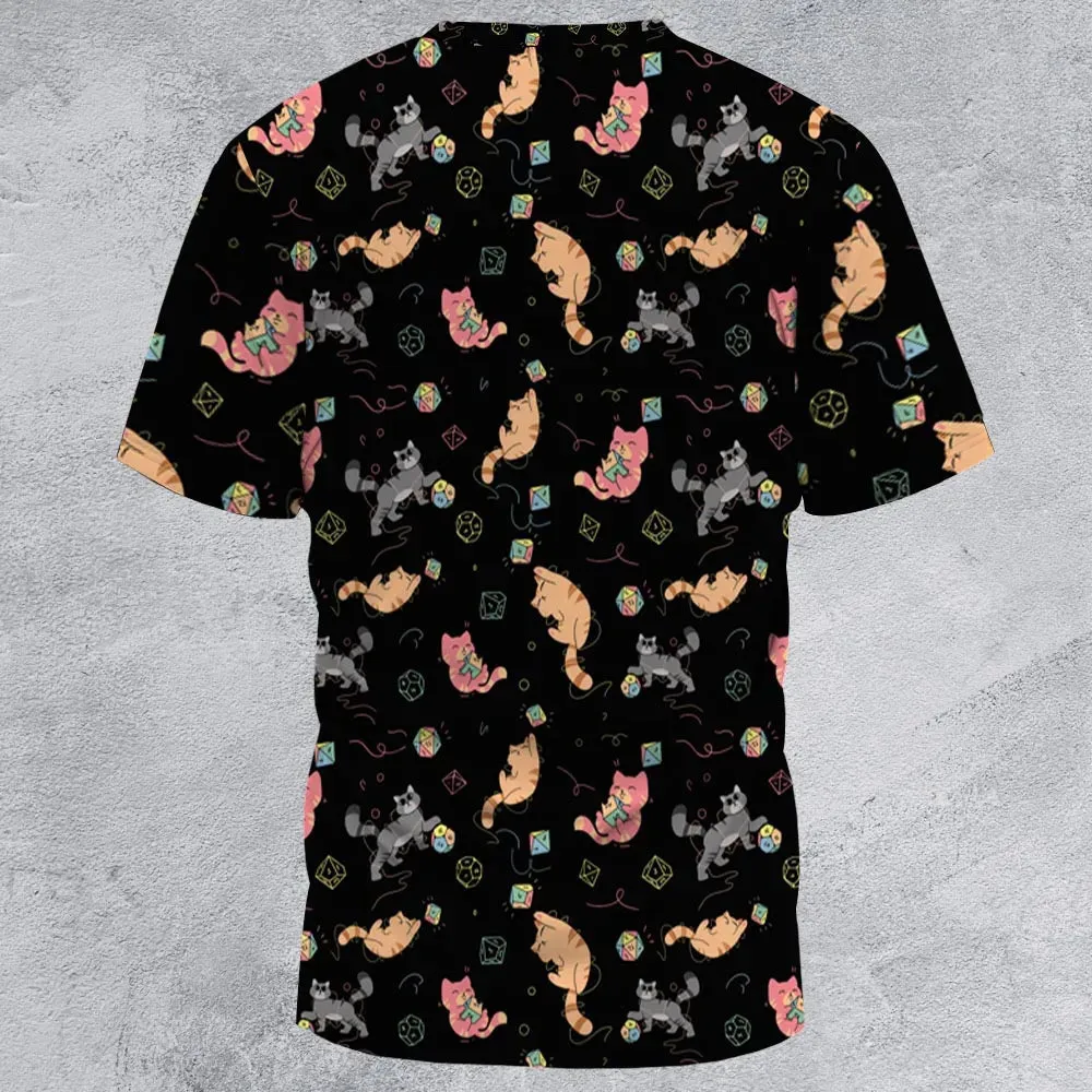 Cat With Dice All-Over Print Unisex T-Shirt - 4