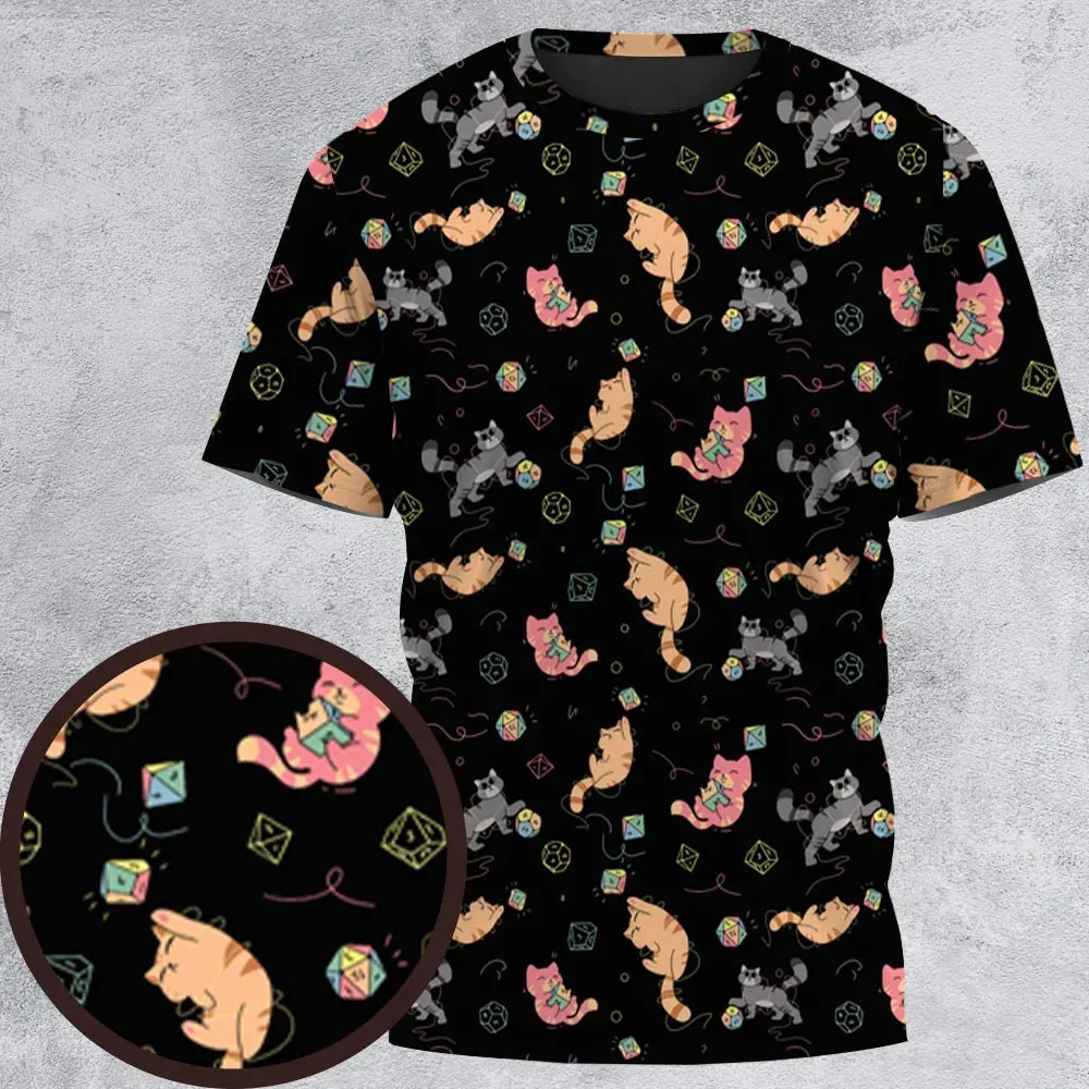 Cat With Dice All-Over Print Unisex T-Shirt - 3