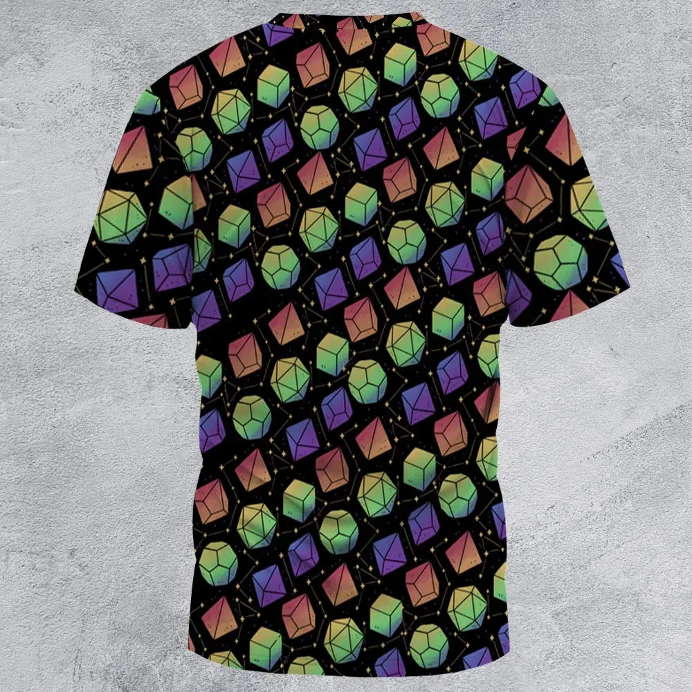 Rainbow Galaxy Dice All-Over Print Unisex T-Shirt - 4