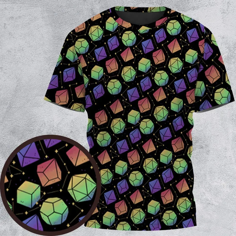 Rainbow Galaxy Dice All-Over Print Unisex T-Shirt - 3