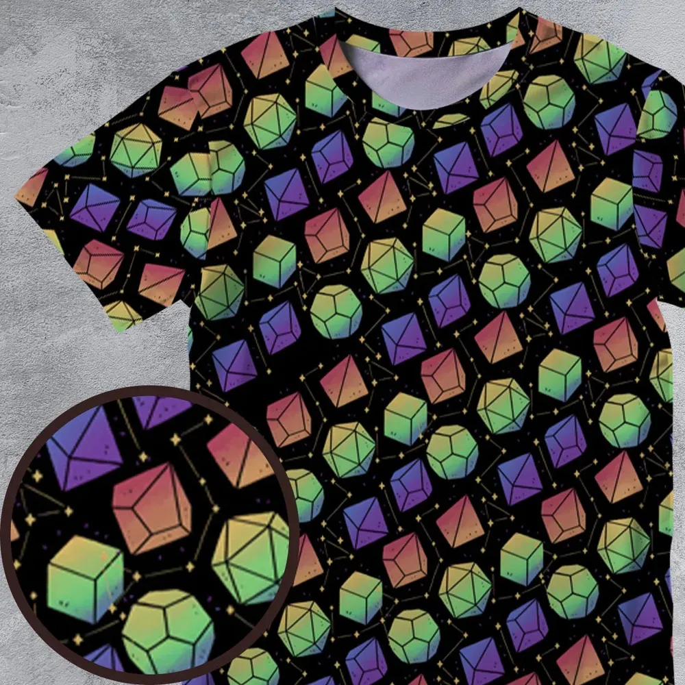 Rainbow Galaxy Dice All-Over Print Unisex T-Shirt - 2