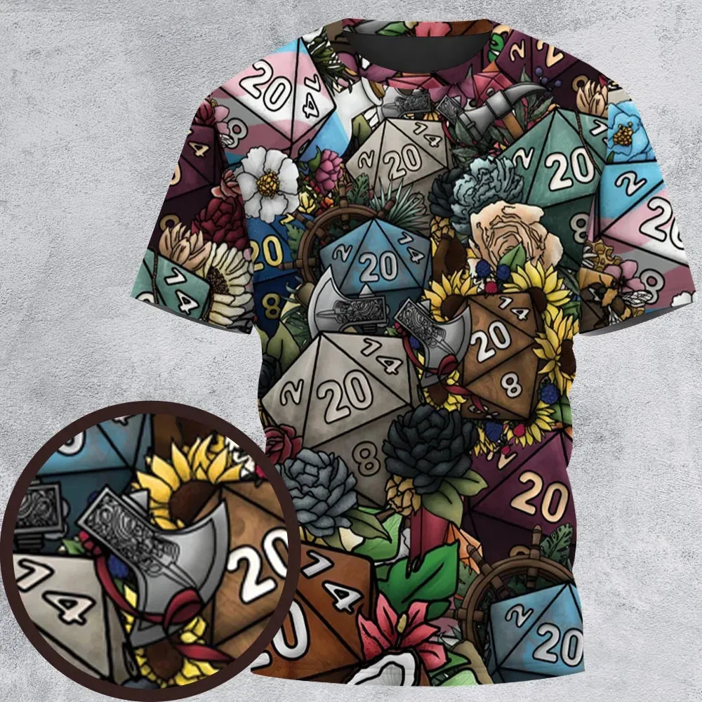Flower Dice All-Over Print Unisex T-Shirt - 3