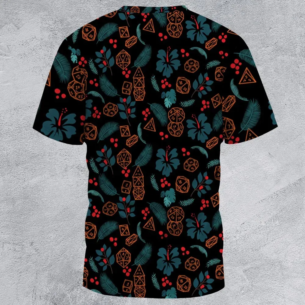 Floral Dice All-Over Print Unisex T-Shirt - 4