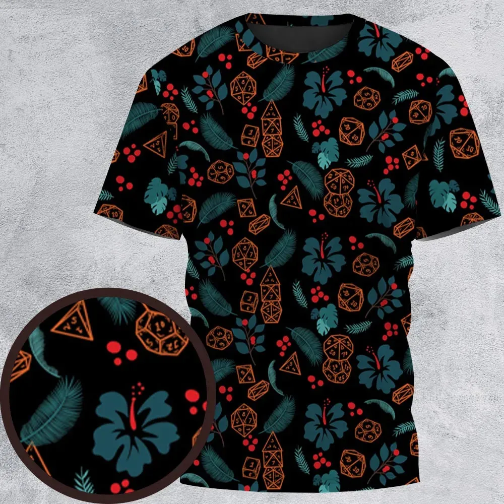 Floral Dice All-Over Print Unisex T-Shirt - 3