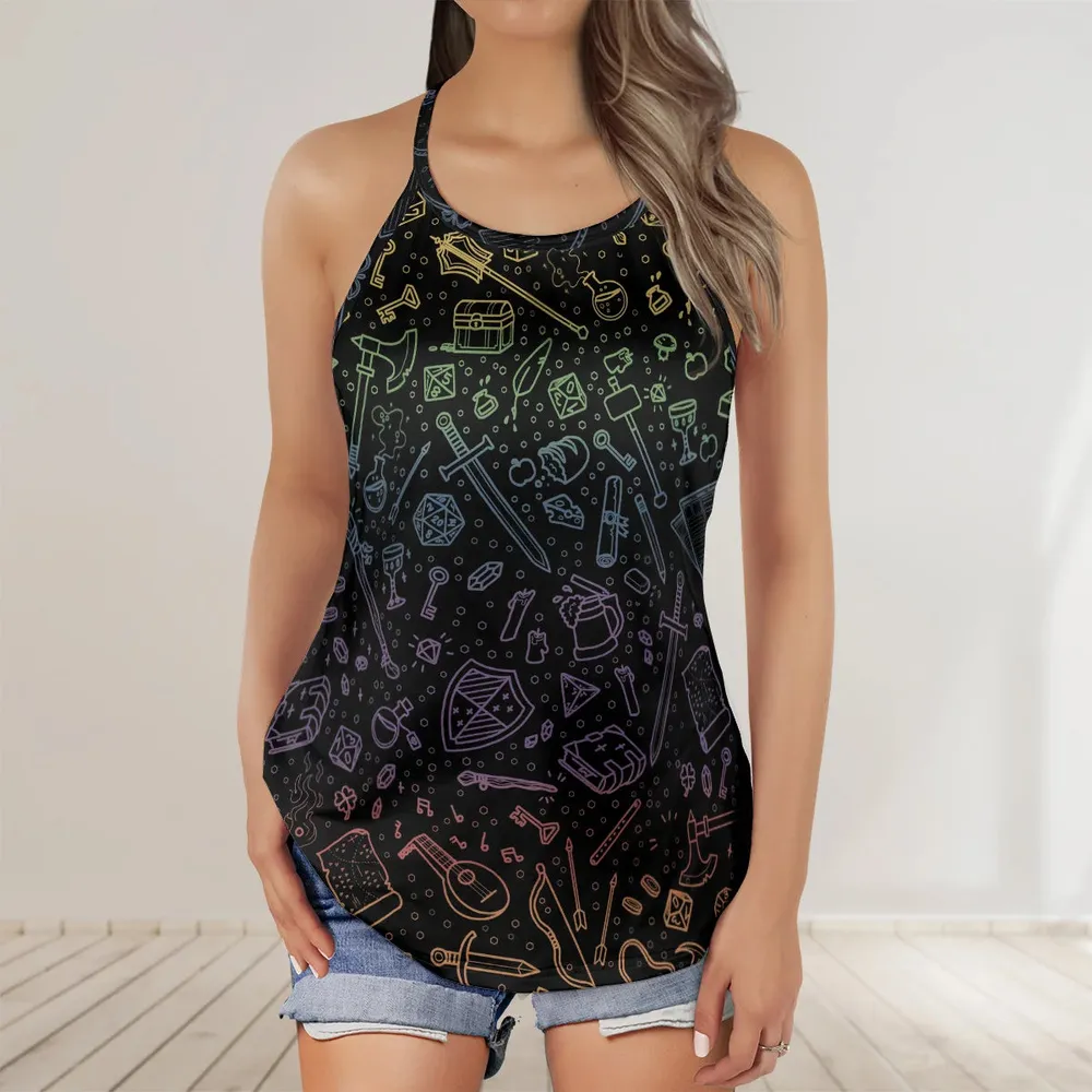 RPG Rainbow Pattern Criss Cross Tank Top - 3