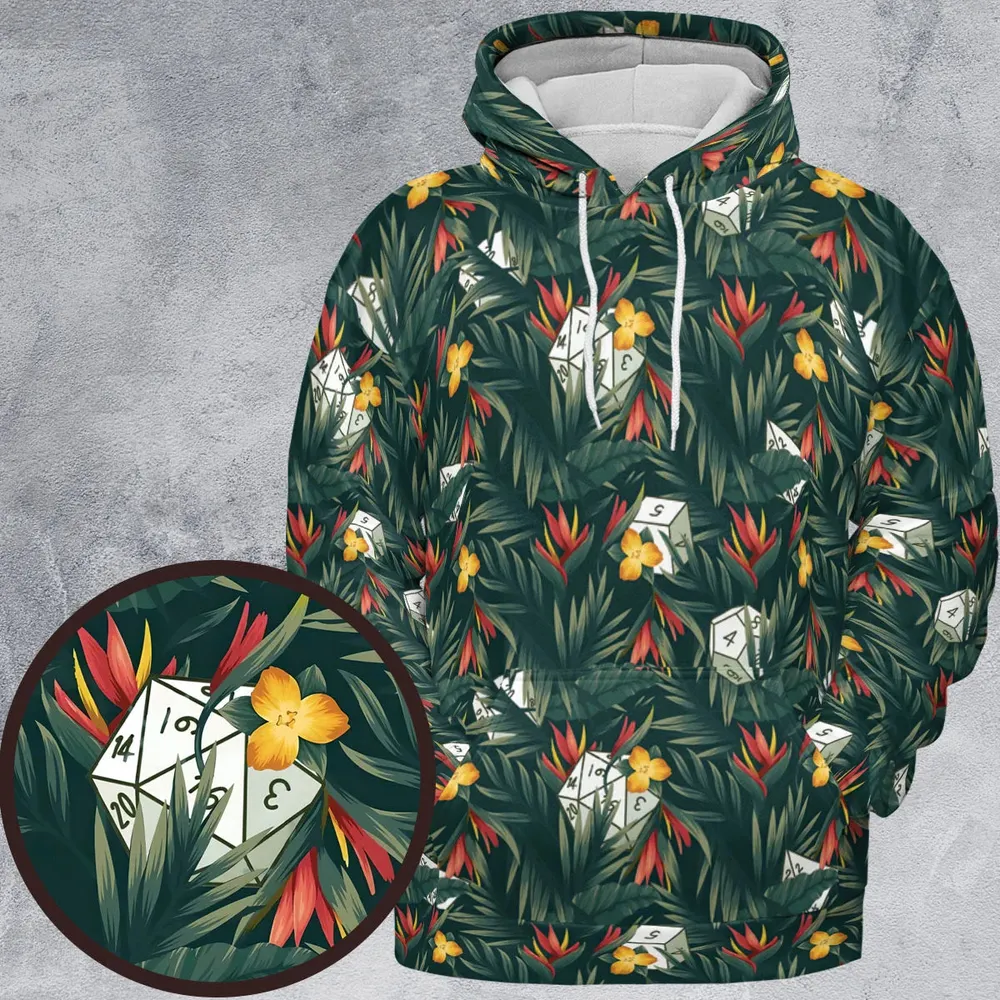 Tropical Dice Pattern All-over Print Hoodie - 1