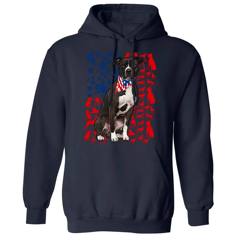 Pitbull 4th of July Classic Unisex Hoodie - 8