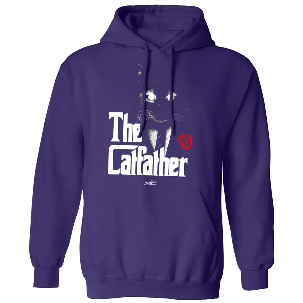 The Catfather Funny Cat Dad Tuxedo Cat Papa Novelty Themed Classic Unisex Hoodie - 6