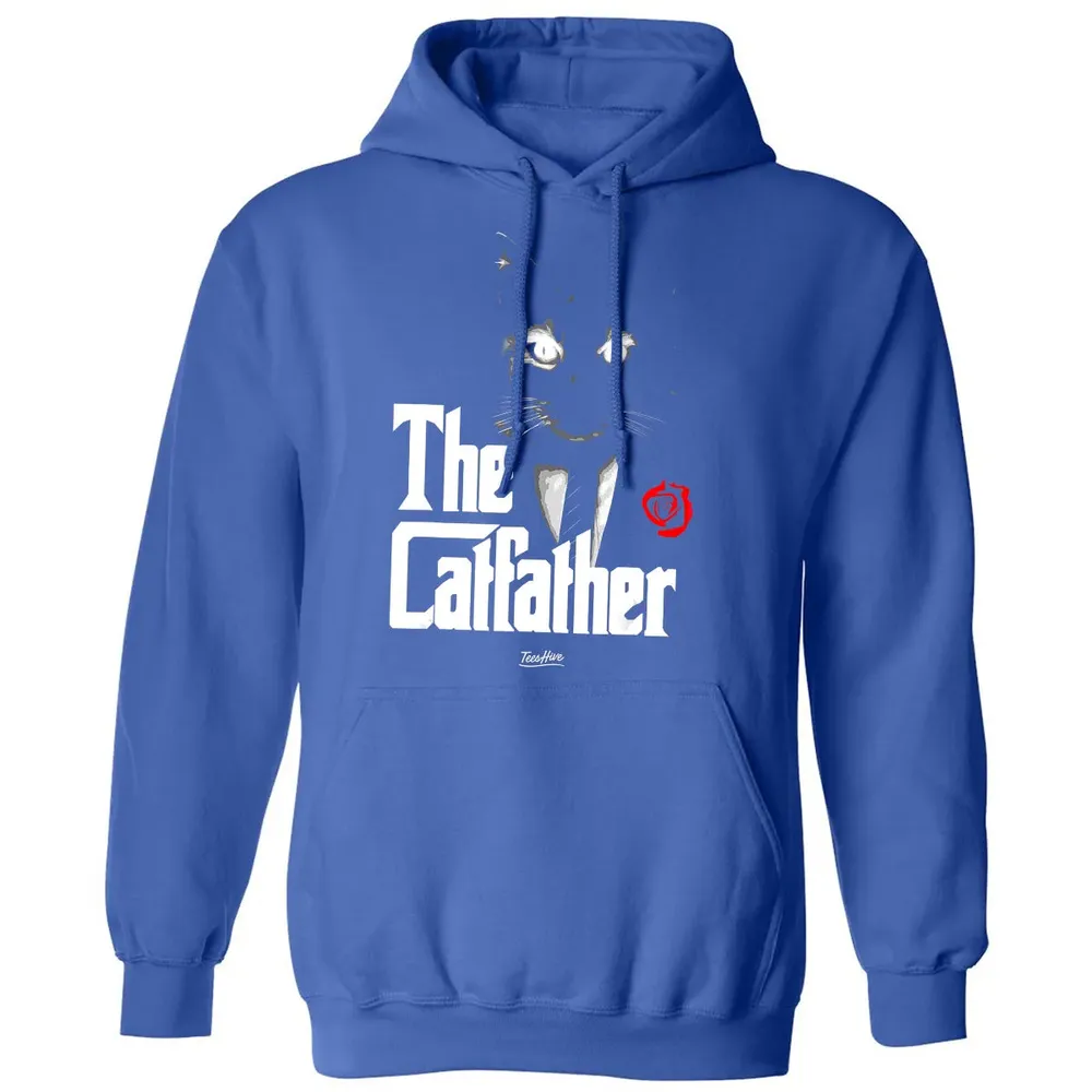The Catfather Funny Cat Dad Tuxedo Cat Papa Novelty Themed Classic Unisex Hoodie - 9