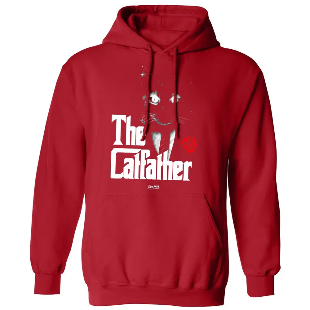 The Catfather Funny Cat Dad Tuxedo Cat Papa Novelty Themed Classic Unisex Hoodie - 5
