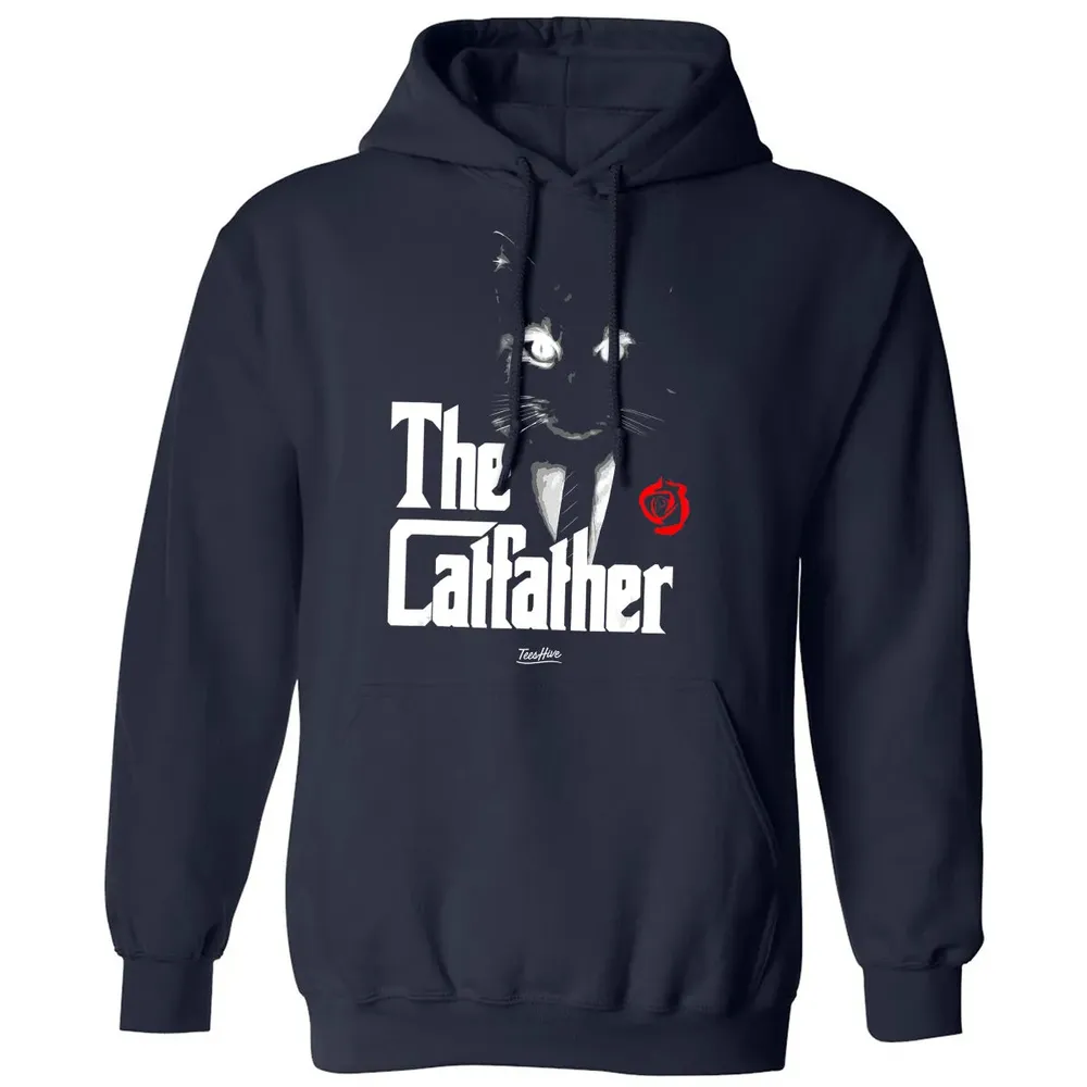 The Catfather Funny Cat Dad Tuxedo Cat Papa Novelty Themed Classic Unisex Hoodie - 2